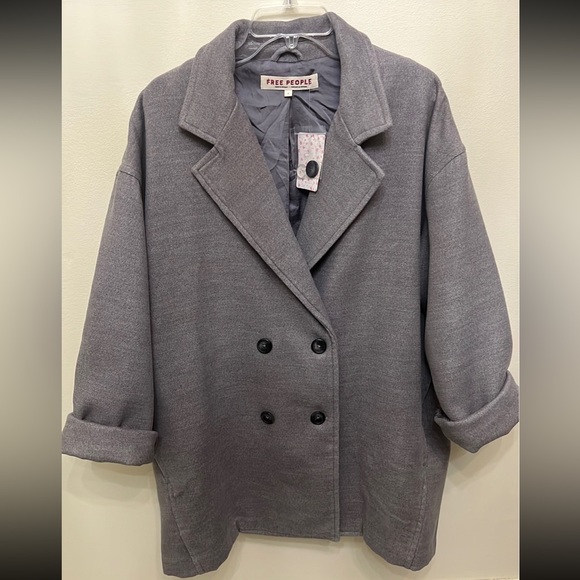 Free People oversized coat grey size L - Picture 11 of 16